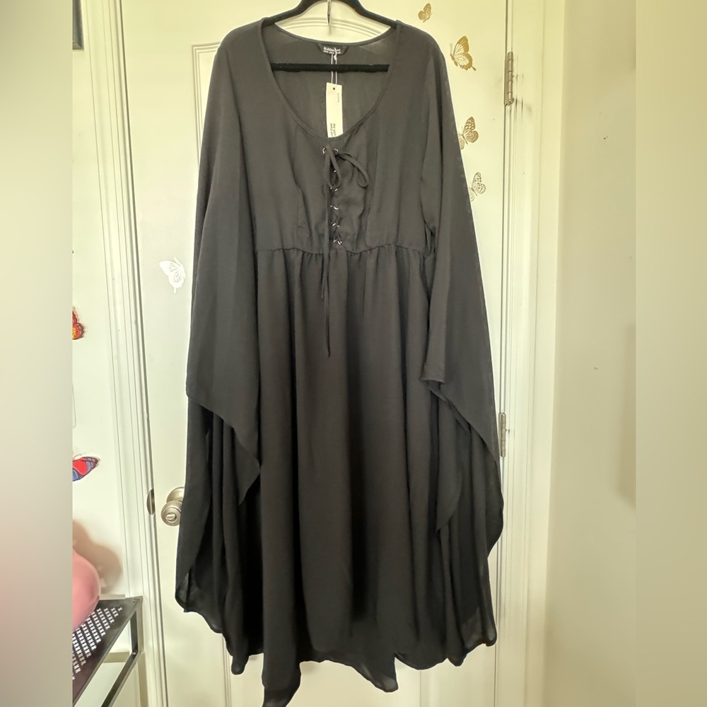 Bloom Chic Black Bell Sleeves Dress